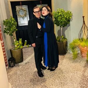 Elegant Black and Blue Long Sleeve Dress